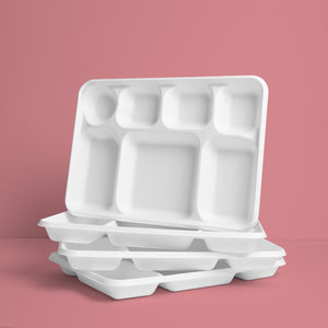 7 Compartment Bagasse Plate - 50 Pack